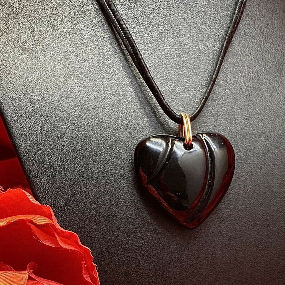 Vintage Signed Baccarat Black Crystal COEUR Heart